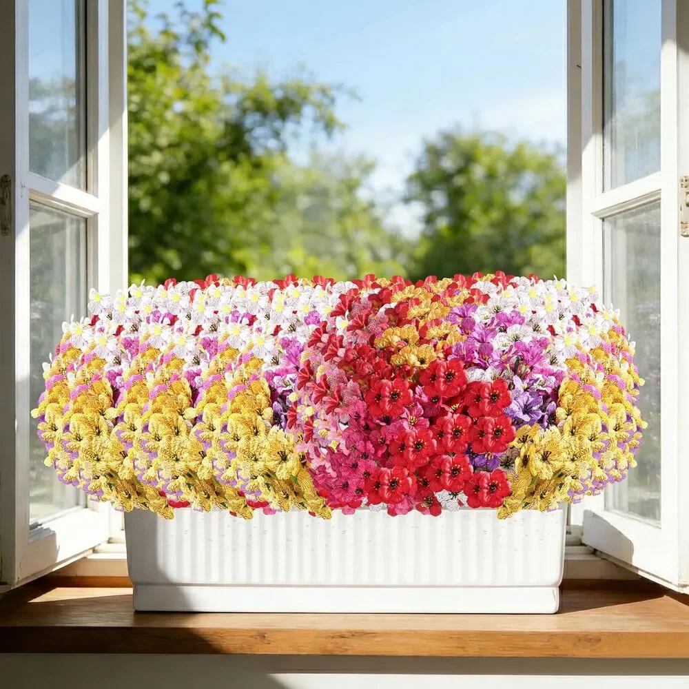 22 Pack Artificial Flowers, Outdoor Indoor, Faux Silk Flowers (Multi-Colour)