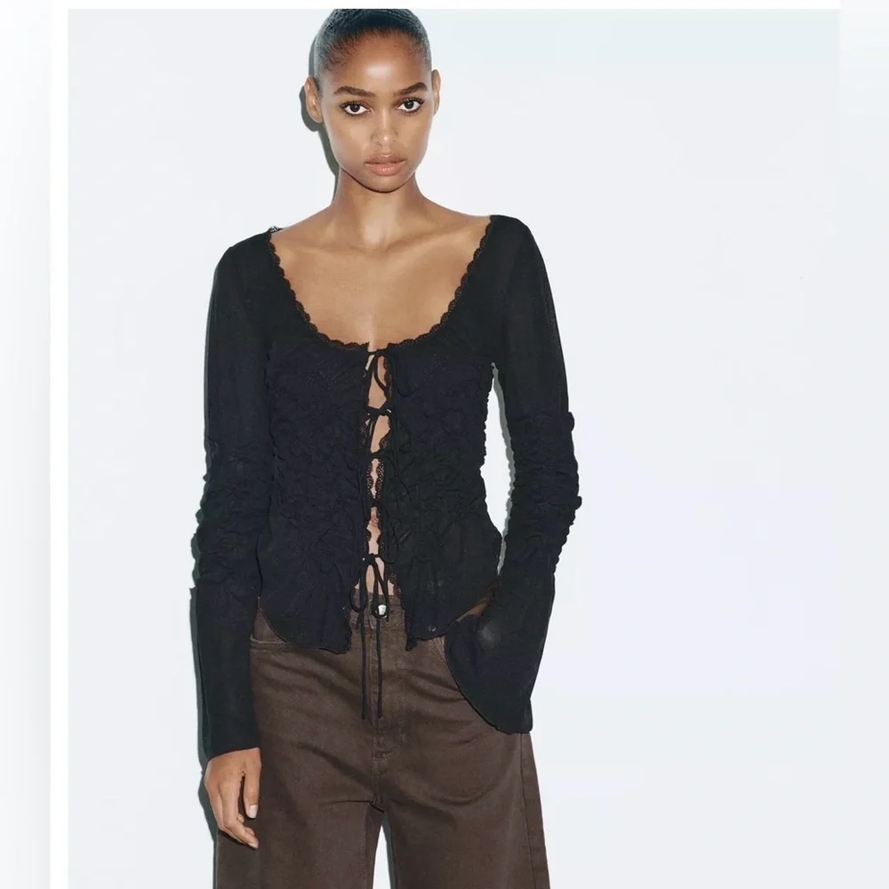 ❗️BUY NOW❗️WILL BE REMOVED SOON❗️ZARA RUCHED TIE TOP