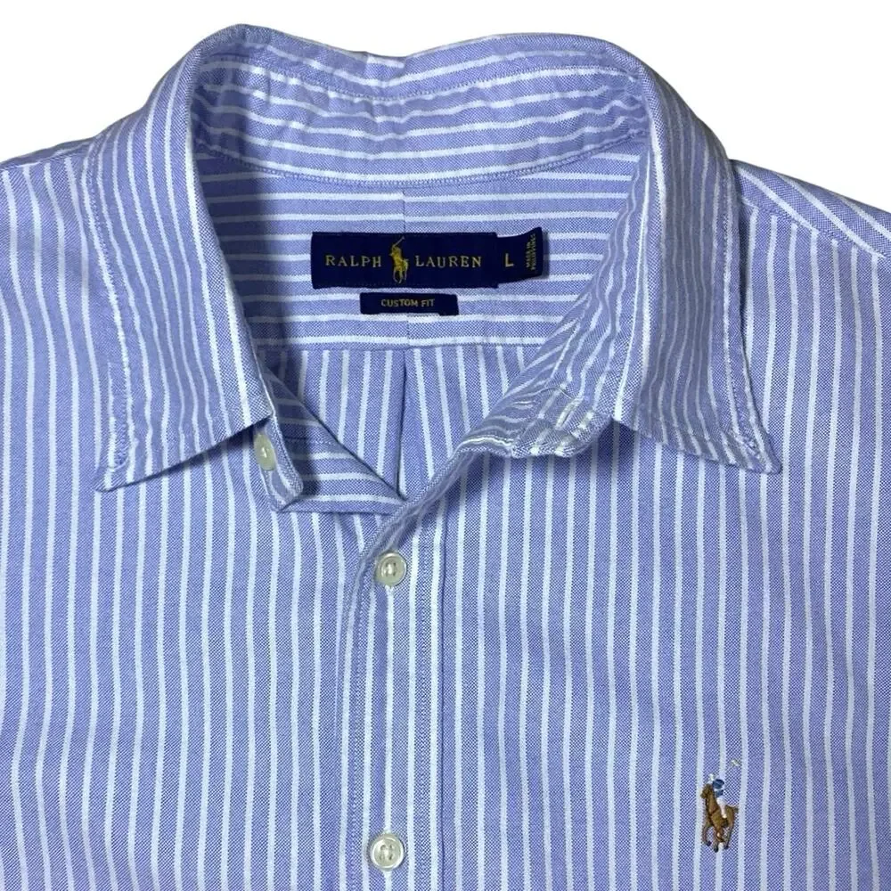Polo Ralph Lauren Custom Fit Striped Button Down Shirt -  L