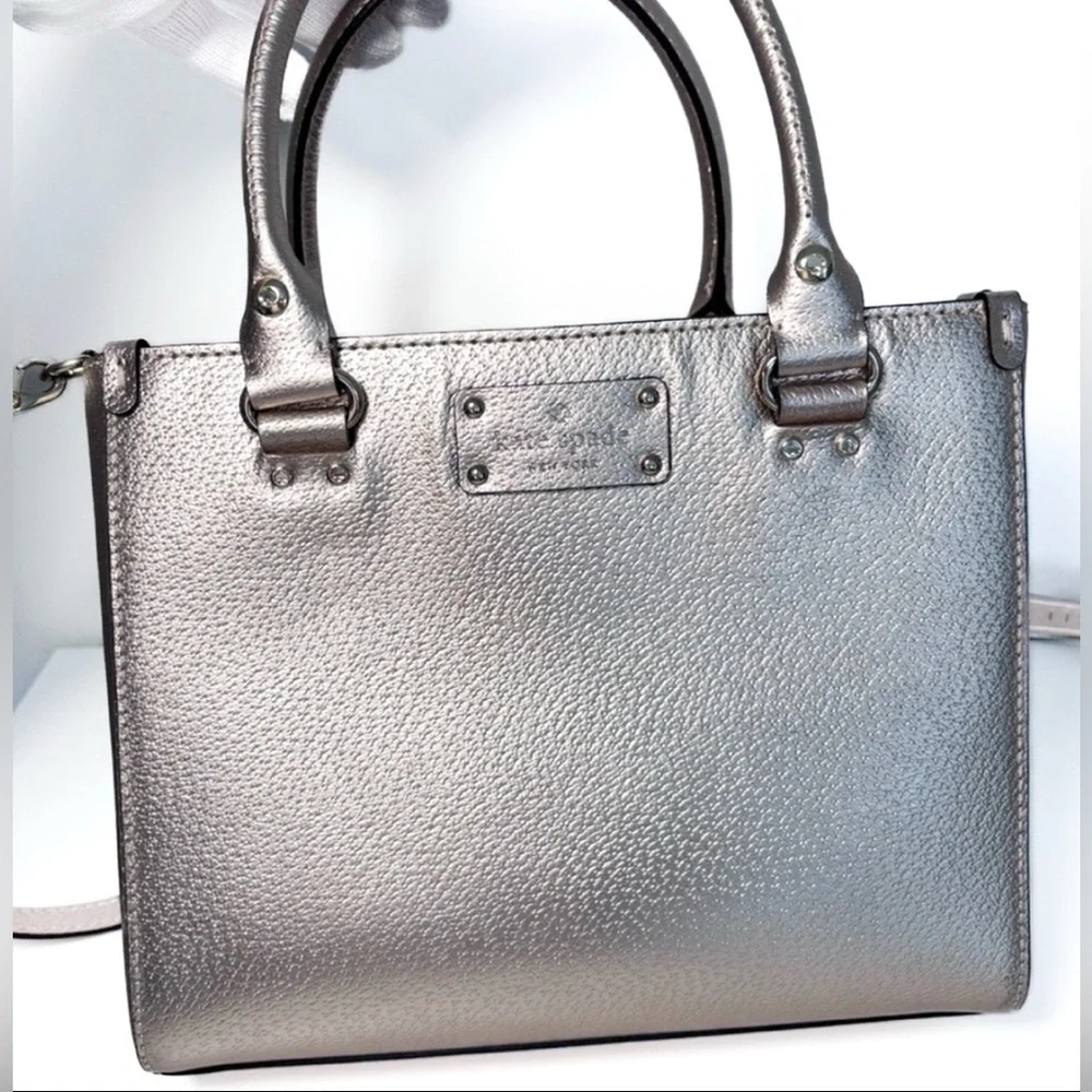 Kate Spade NY Wellesley Quinn Metallic Gold Satchel With Strap Crossbody Purse