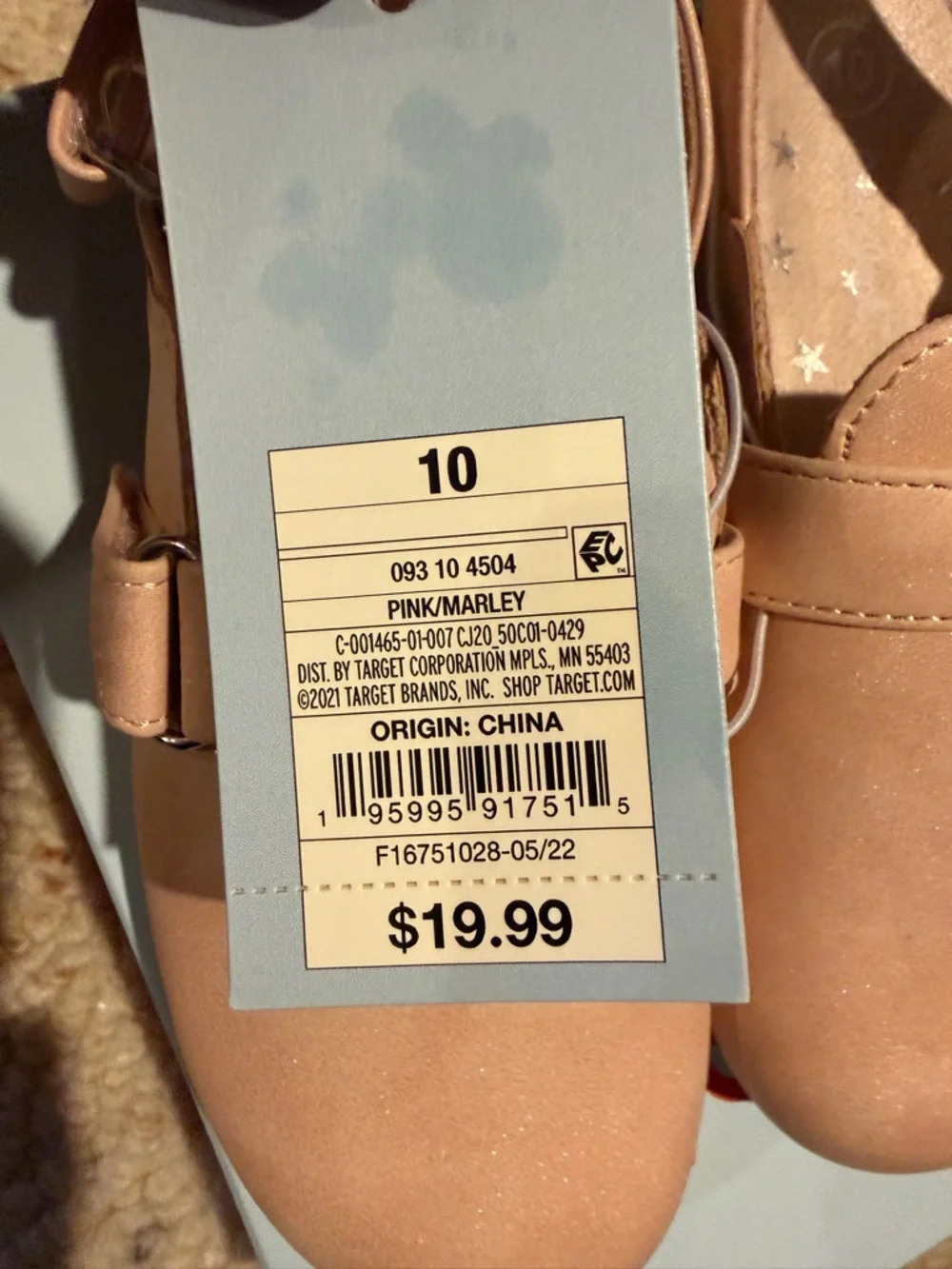Cat & Jack Size 10 Girls' Light Pink Slingback‎ Mary Jane Shoes NWT