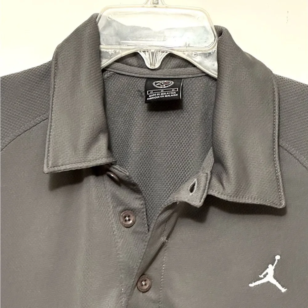 Michael Jordan MJ Jumpman 20th Anniversary Grey Gray Collared Polo Shirt Top M