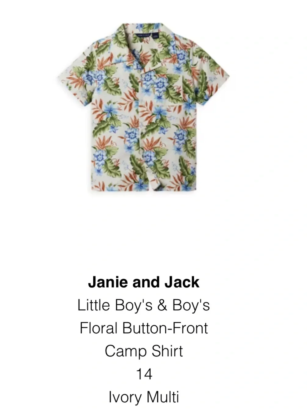 Janie and Jack Vacation Set: Shirt & Swim Trunks