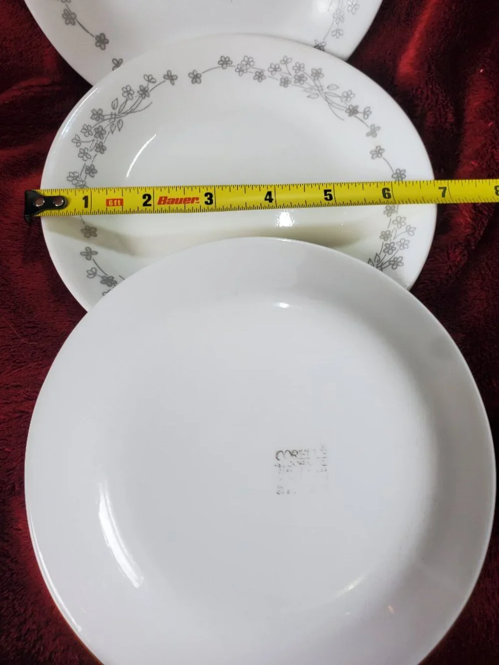 Corelle Corning Grey Ribbon Bouquet Floral Vintage Dessert 6.25