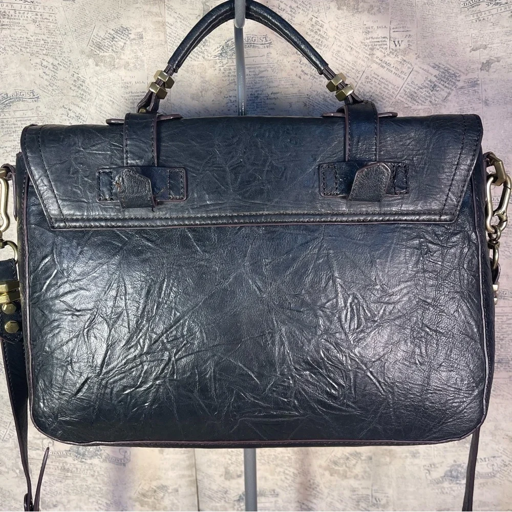 orYANY Julia Leather Satchel Messenger Bag Black Leather Work Crossbody Purse