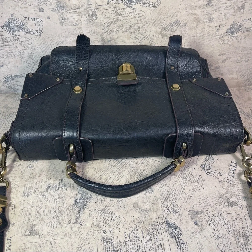 orYANY Julia Leather Satchel Messenger Bag Black Leather Work Crossbody Purse