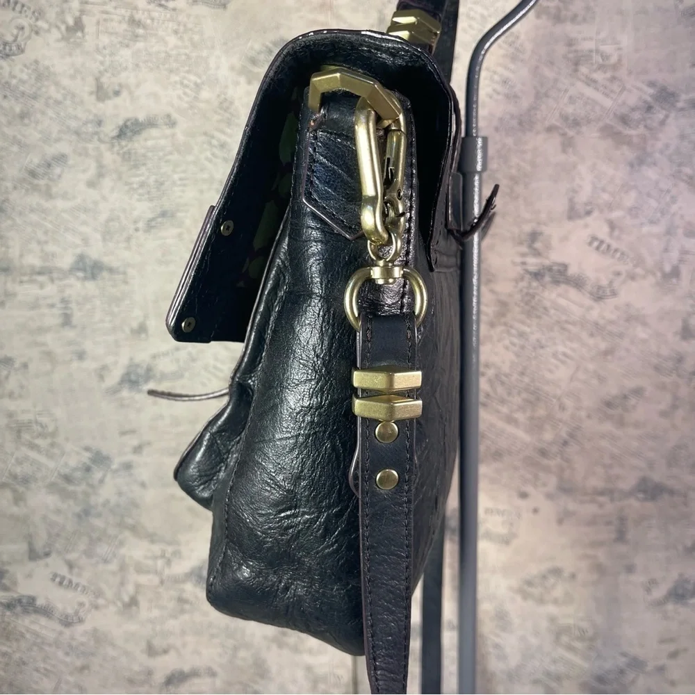 orYANY Julia Leather Satchel Messenger Bag Black Leather Work Crossbody Purse