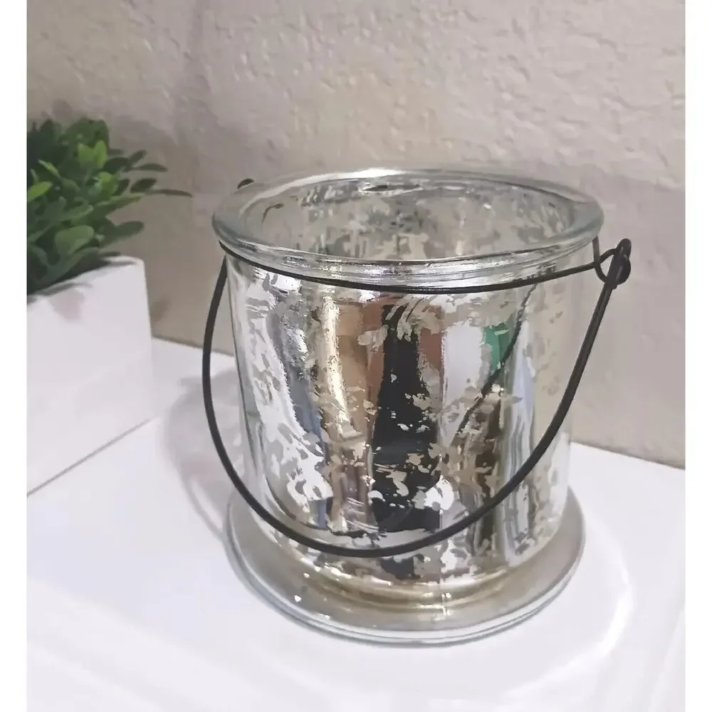 Silver‎ Leaf Candle  Holder Canister 5