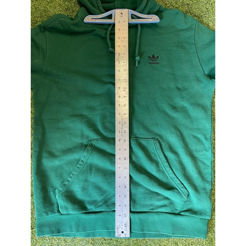 Adidas Hoodie Mens M Green Lined Logo‎ Long Sleeve Kangaroo Pockets Pullover