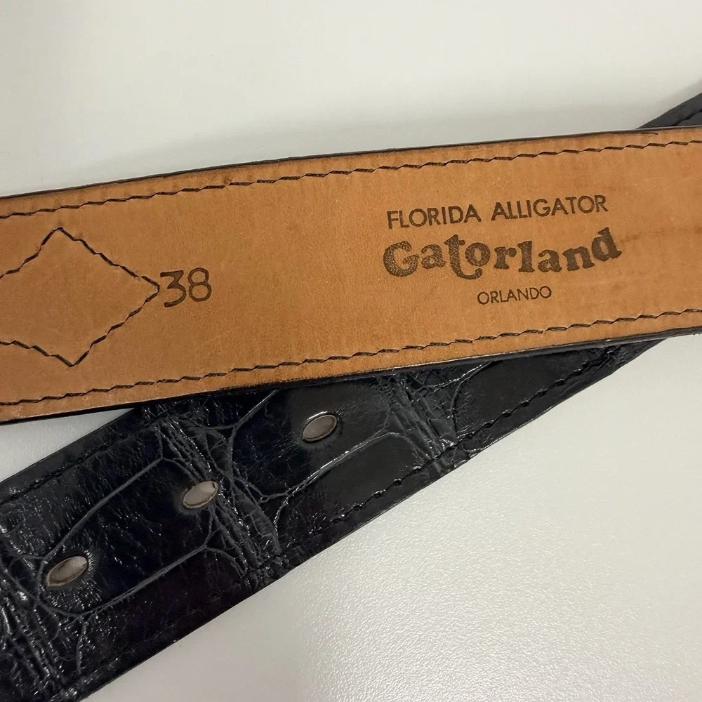 Vintage Gatorland Florida Alligator Belt Alligator & Leather Dark Gray Size 38