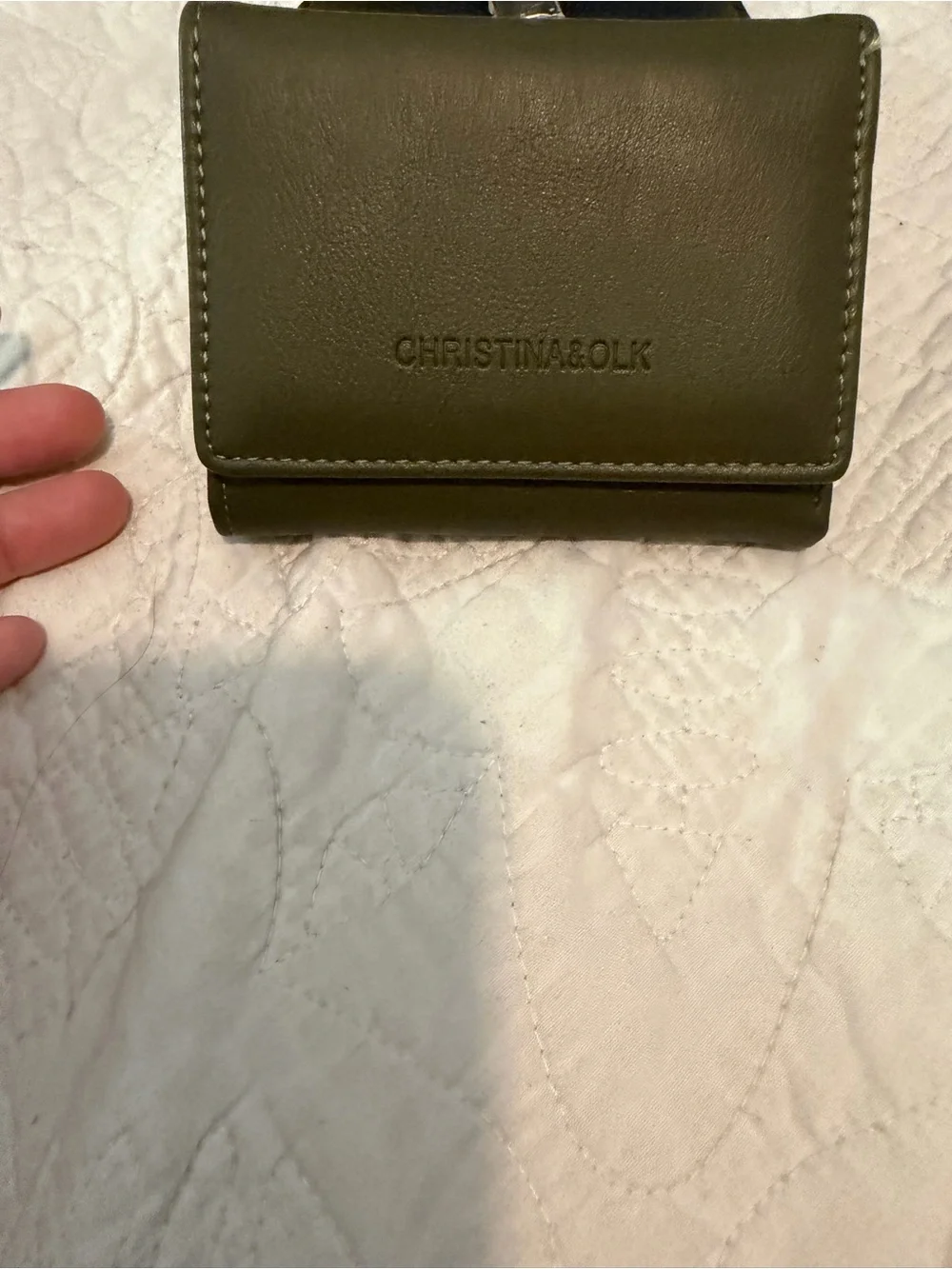 Christina Olive Green Leather woman Card Case