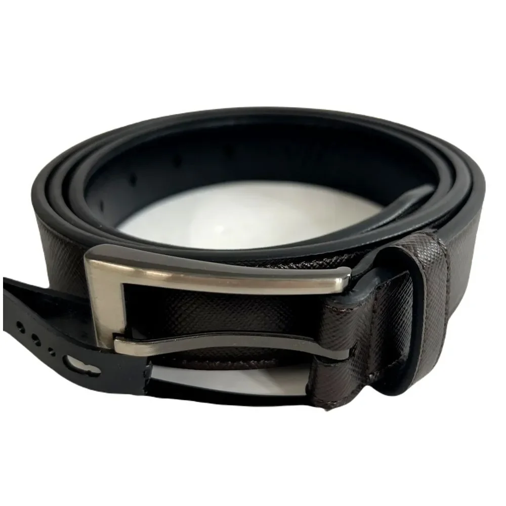 Alfani Saffiano Textured Belt Mens XL 42-44 Brown‎ Faux Leather
