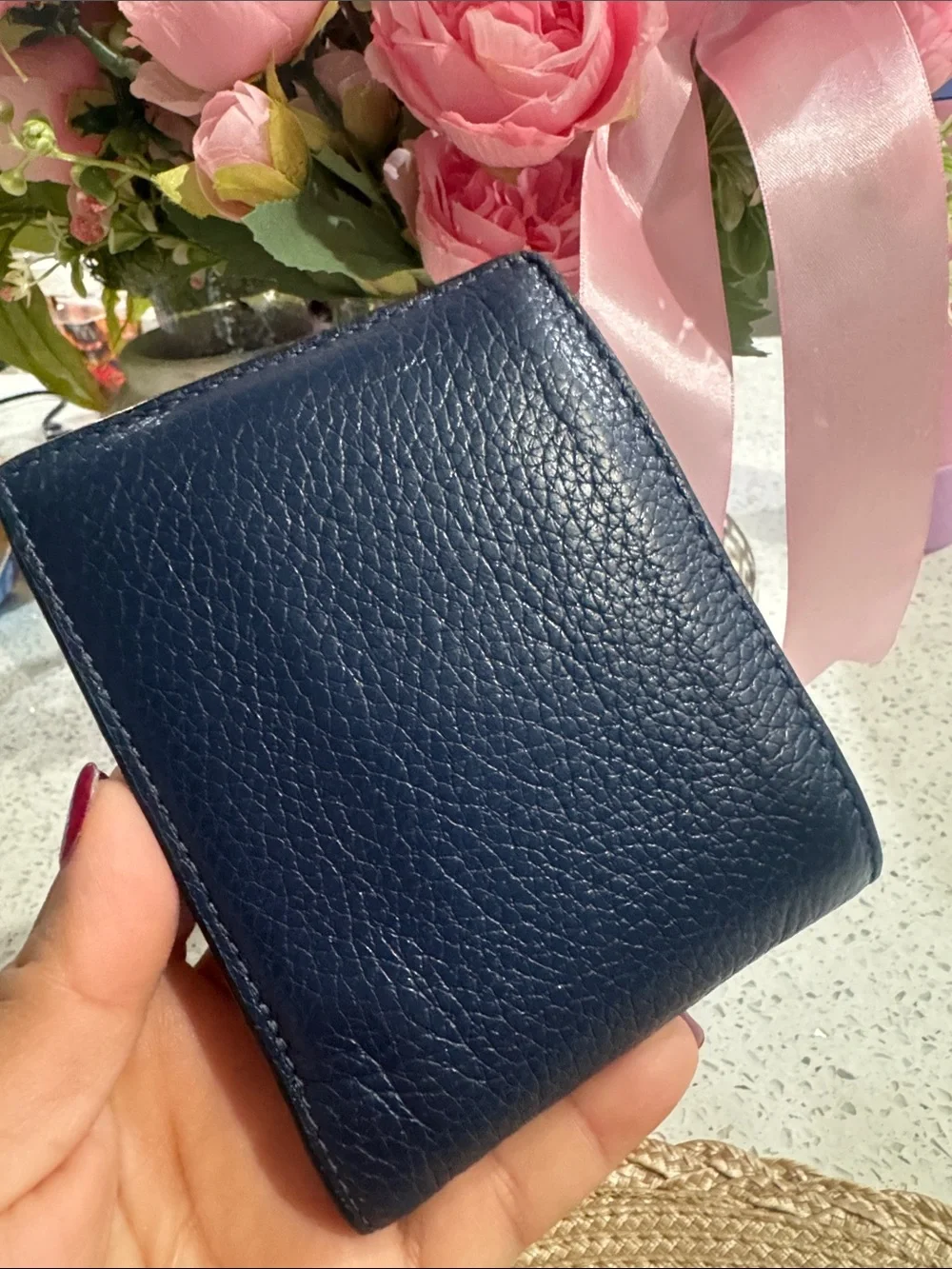 💙COACH Pebble Leather And Signature Coated Canvas Wallet