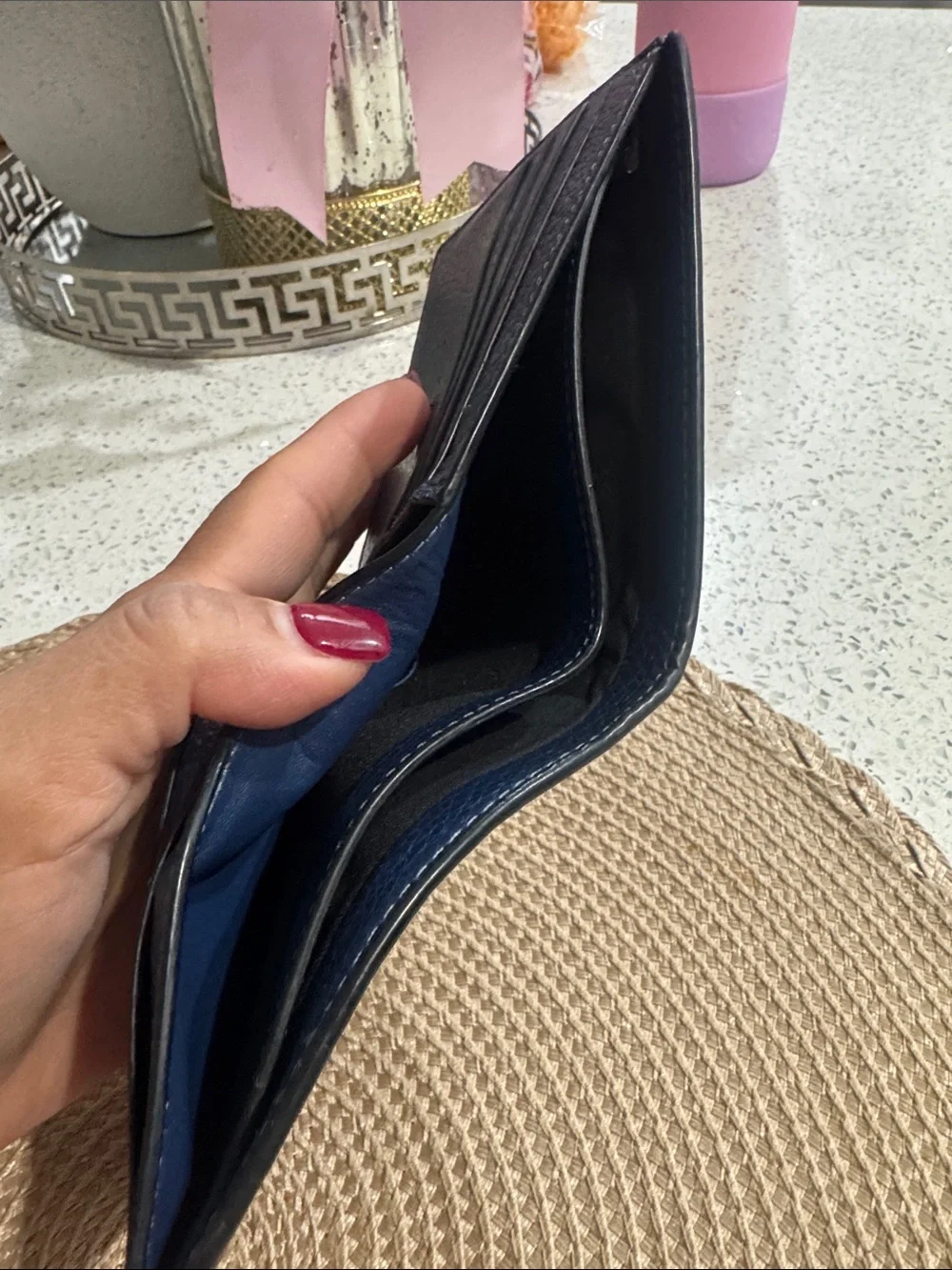💙COACH Pebble Leather And Signature Coated Canvas Wallet