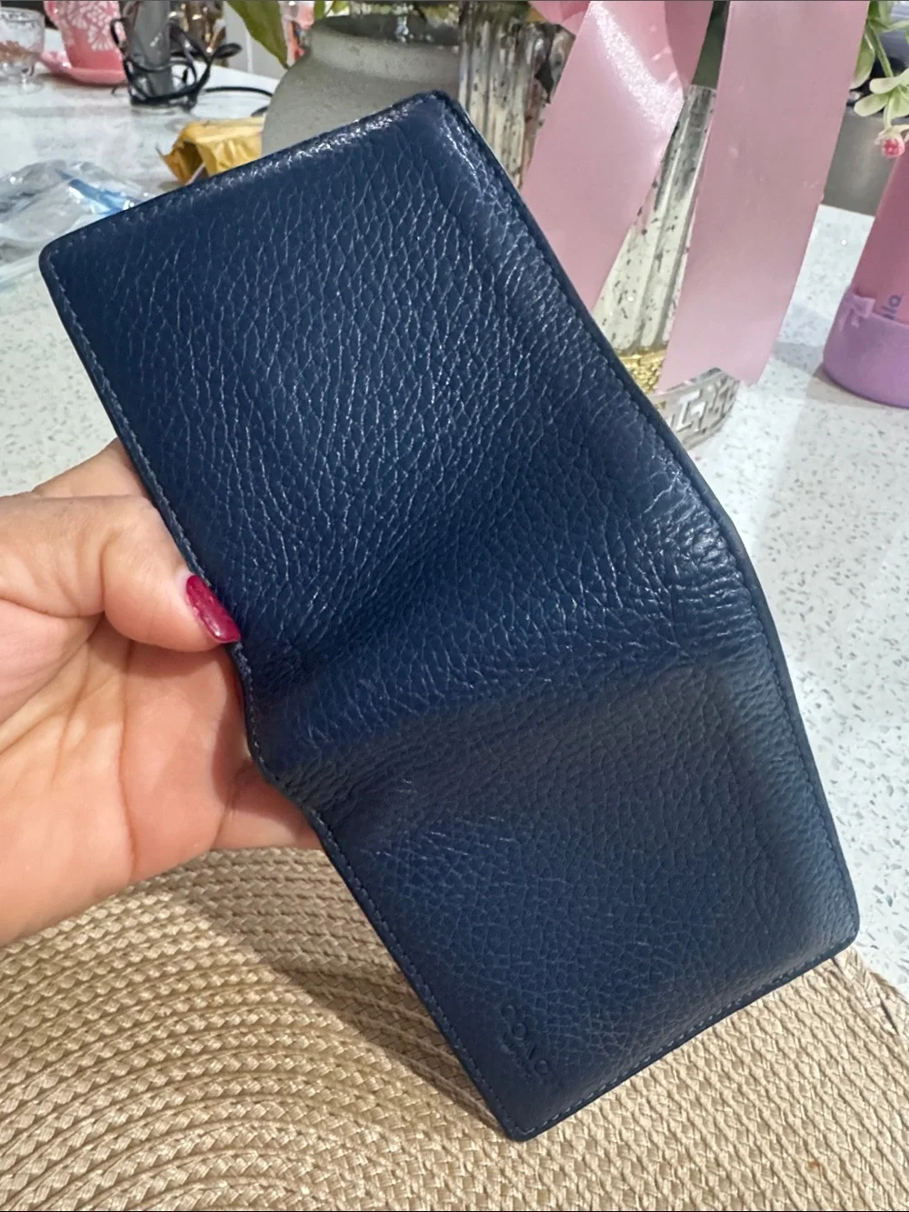 💙COACH Pebble Leather And Signature Coated Canvas Wallet