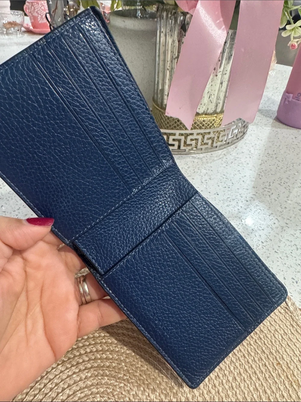 💙COACH Pebble Leather And Signature Coated Canvas Wallet