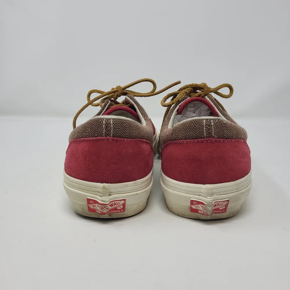 Vans Era CA Port Royale‎ Sneakers Shoes Red Suede Brown Herringbone Men's 8.5