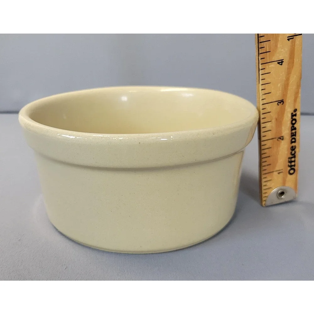 Robinson Ransbottom Pottery Stoneware Ramekin Custard Cup Beige Round Bowl Crock