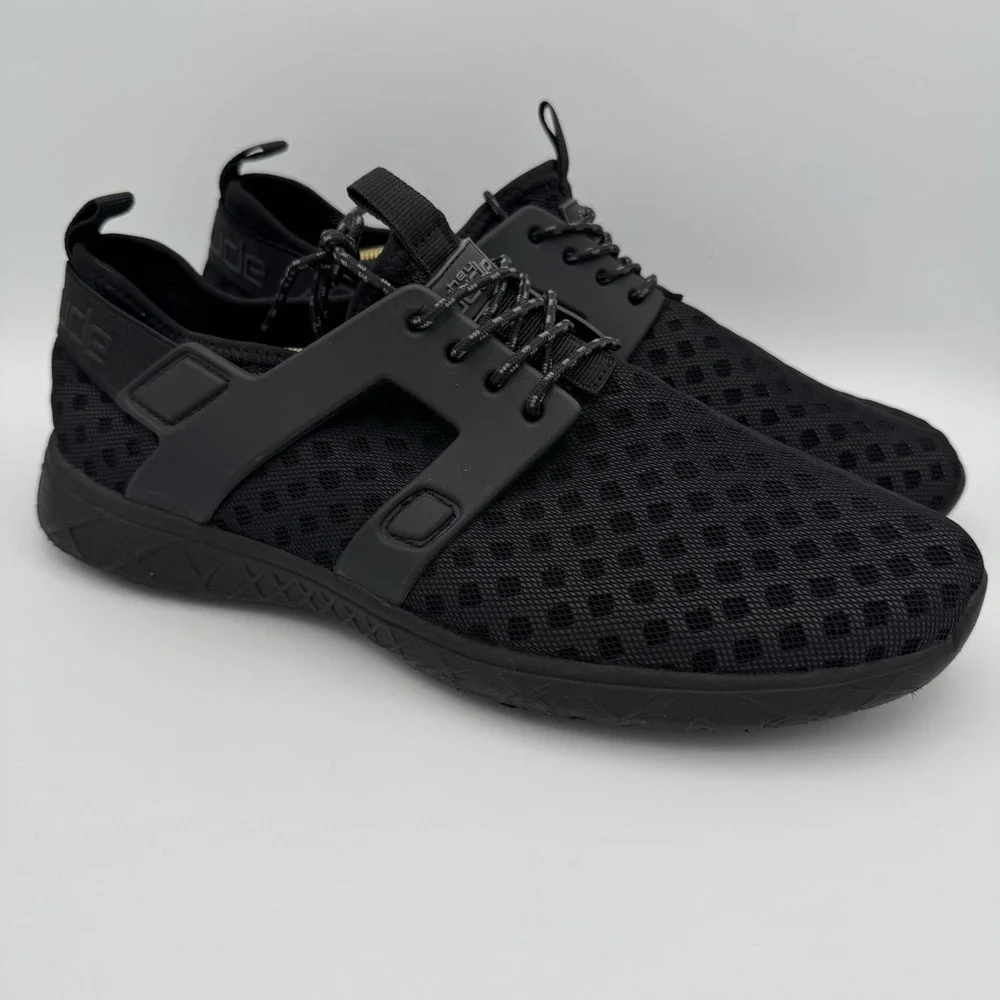 Hey Dude Men's 8 Women's 10 Mistral Sneakers Black Total Black‎ Perforated Mesh