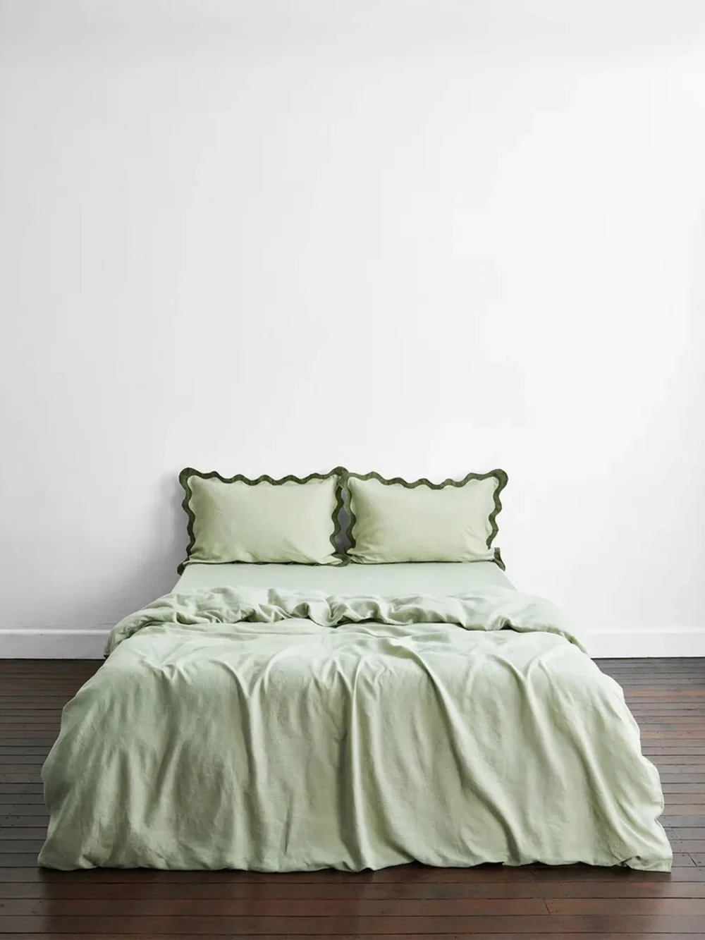 Bed Threads Linen Scalloped Edge Pillow - Sage Green