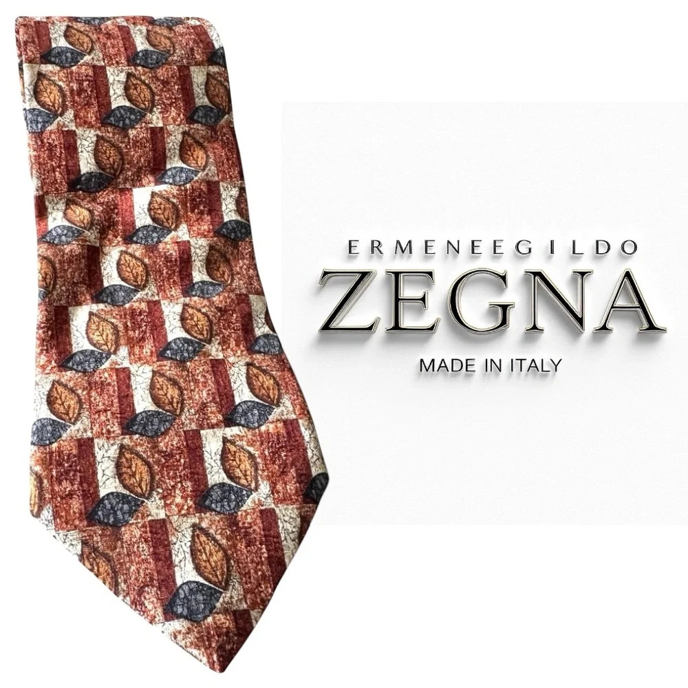 Ermenegildo Zegna Men’s Silk Tie Orange Floral Made in Italy 3.875” x 57.75” GUC