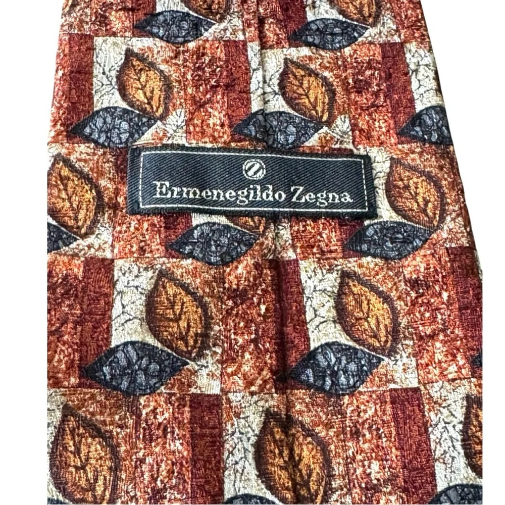Ermenegildo Zegna Men’s Silk Tie Orange Floral Made in Italy 3.875” x 57.75” GUC
