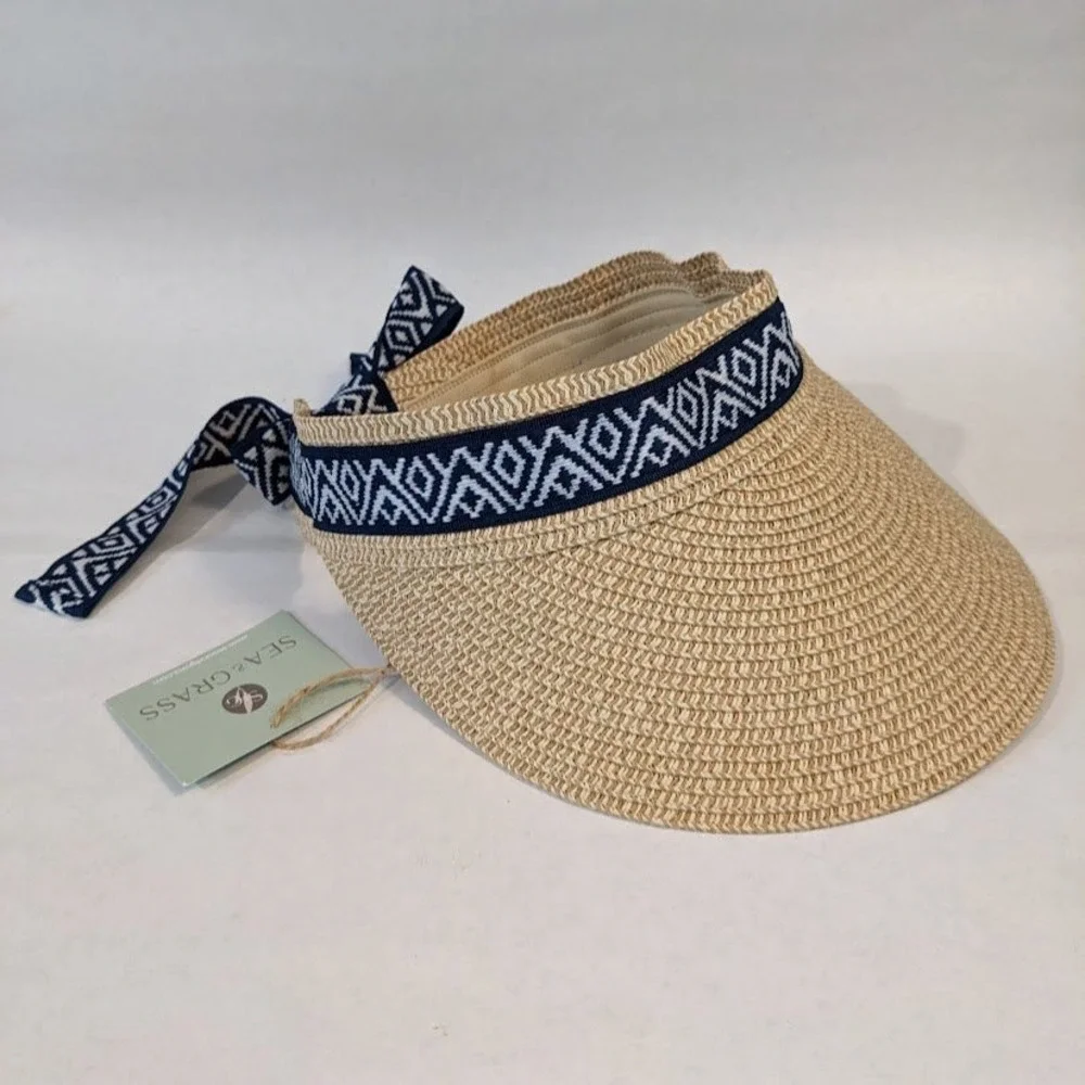 Sea & Grass Packable Straw Visor Womens One Size Beach Vacation Travel Cruise