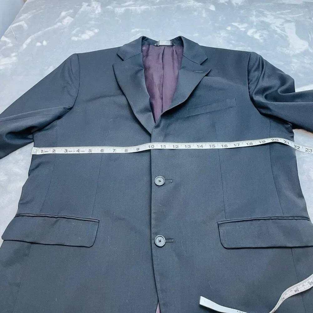 Saks Fifth Avenue Mens‎ Everest Blazer Jacket Size 42R Black Marzotto 100% Wool