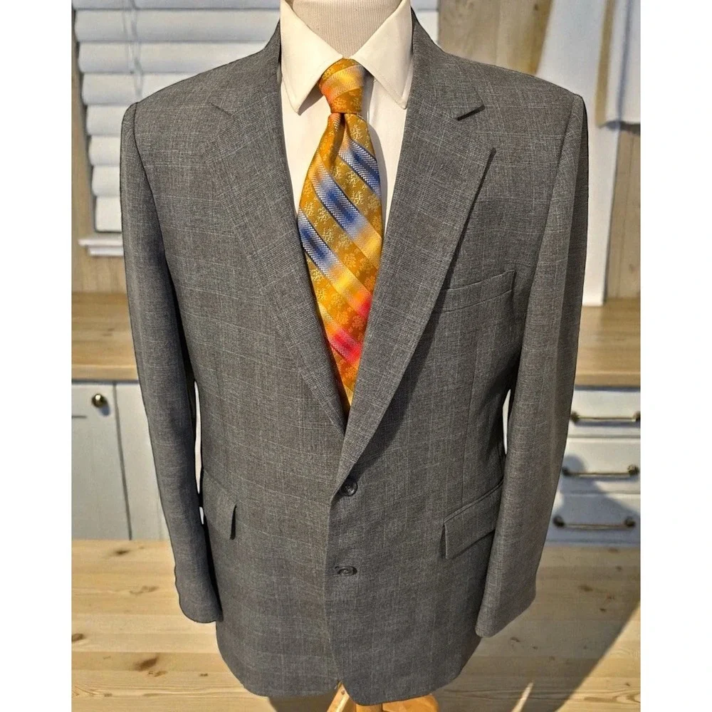 VTG Hardwick Sport‎ Coat Blazer Sz 42R Gray Red Plaid Wool Blend Jacket USA Made