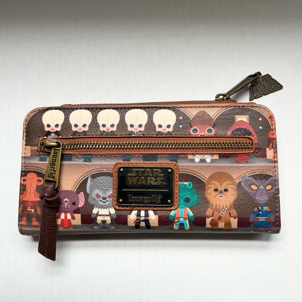 Loungefly X Star Wars Catina Scene Bifold Wallet. Top Zip, Multiple Pockets.