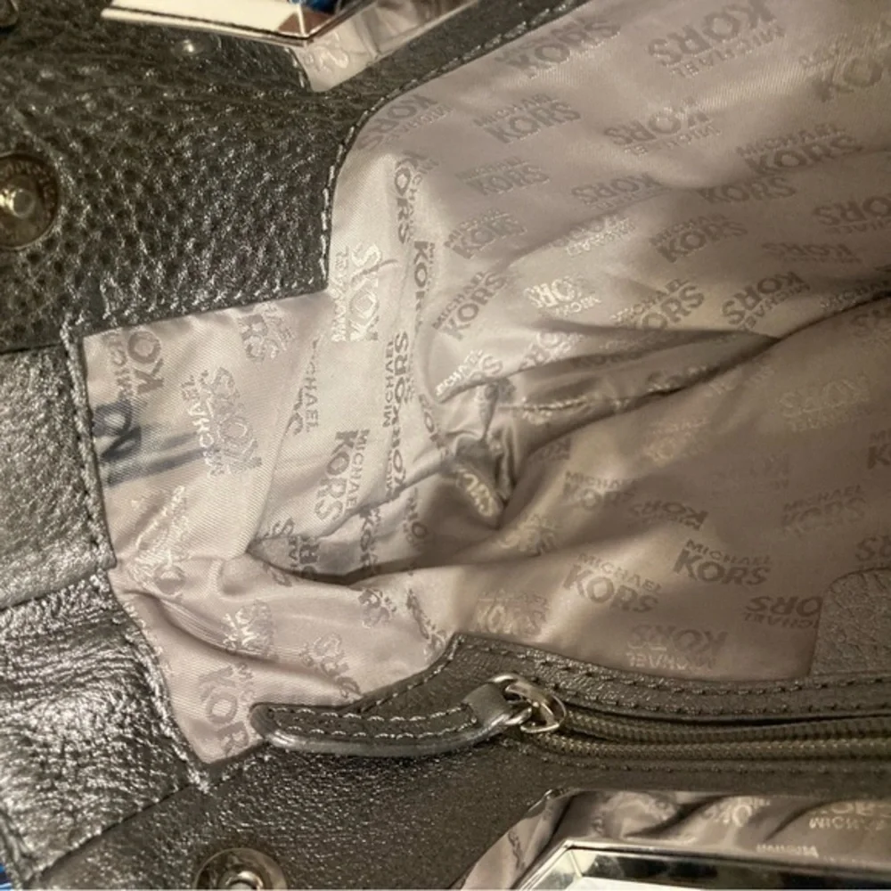 Michael Kors silver leather evening clutch bags