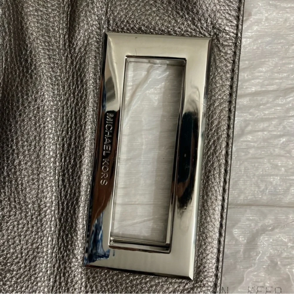 Michael Kors silver leather evening clutch bags