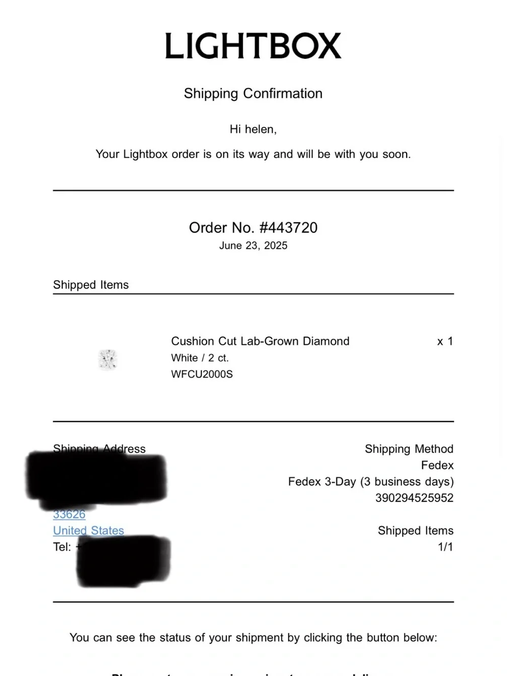 NIB 2.0 Ct Cushion Cut Engagement Lab Diamond Ring Lightbox 18K Gold Size 4.75