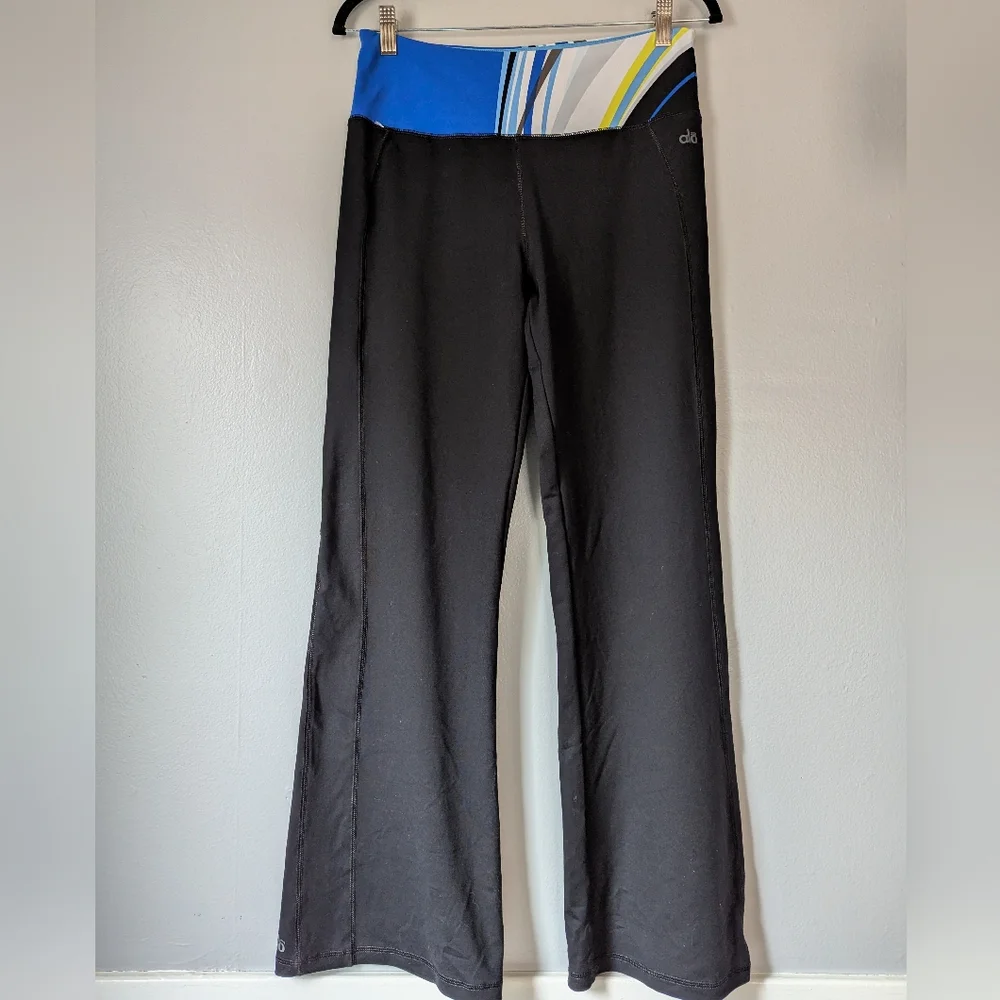 Vintage Y2K ALO Yoga Coolfit Black Flare Faux Fold-over Yoga Pants