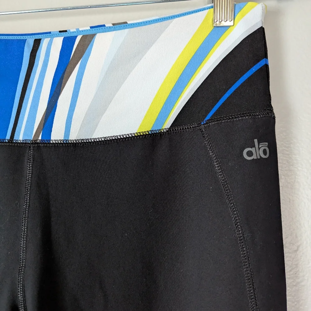 Vintage Y2K ALO Yoga Coolfit Black Flare Faux Fold-over Yoga Pants