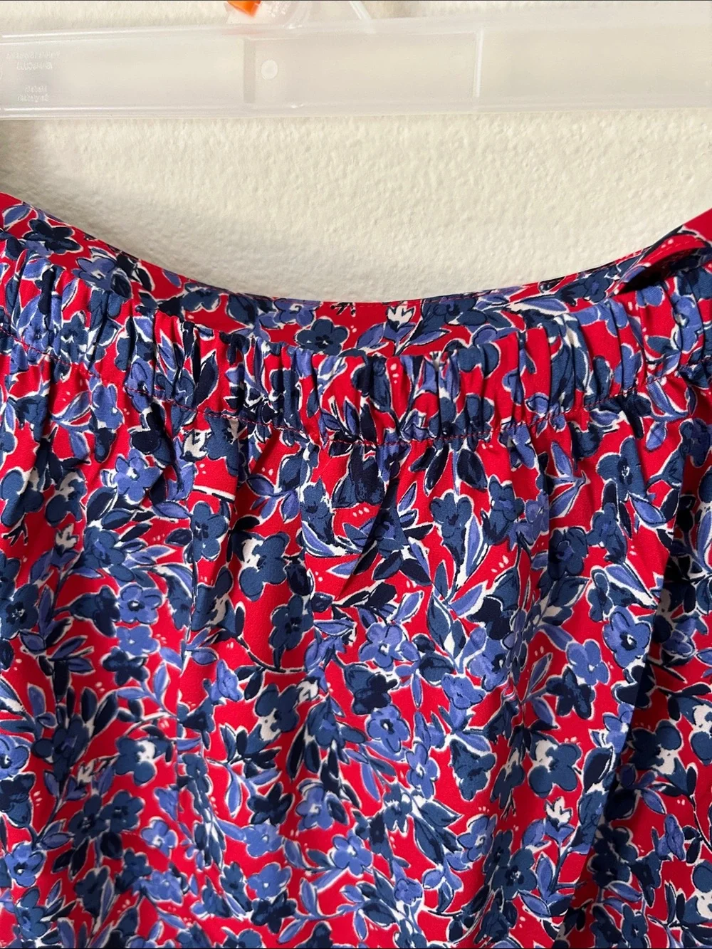 J. Crew Printed bias red blue floral slip satin pull on midi skirt S