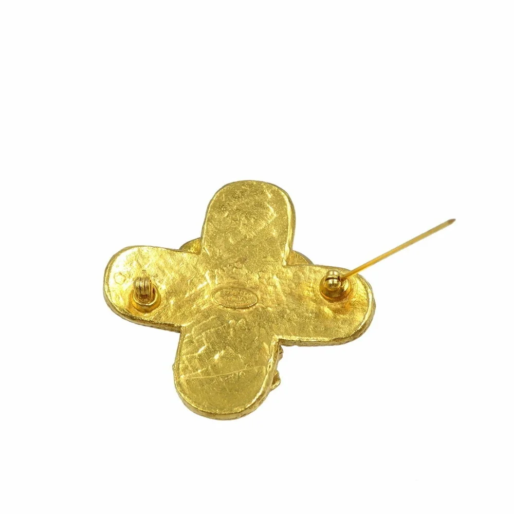CHANEL Gold Logo Brooch
