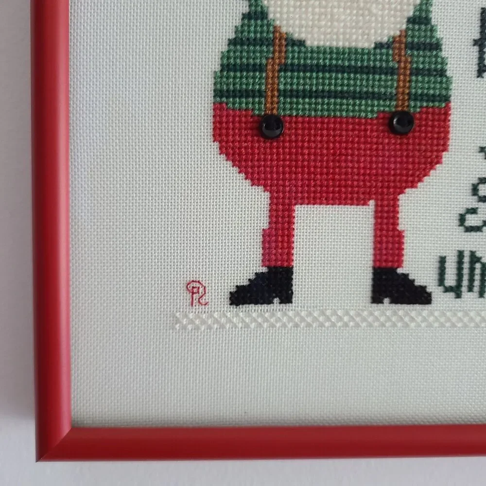Santa Christmas Cross Stitch When You Stop Believing Humor Funny Wall Frame