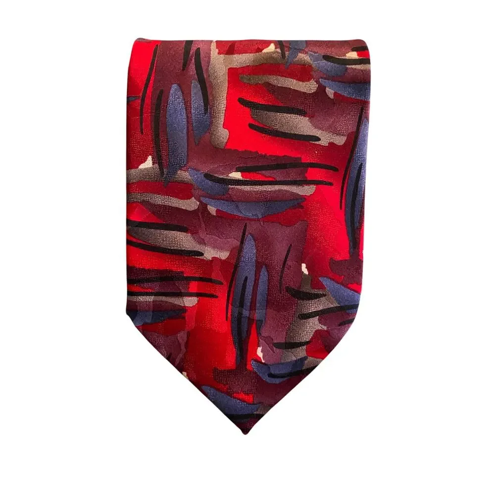 J Garcia Rocker Limited Edition Silk Tie Abstract Red Blue‎ Jerry Garcia