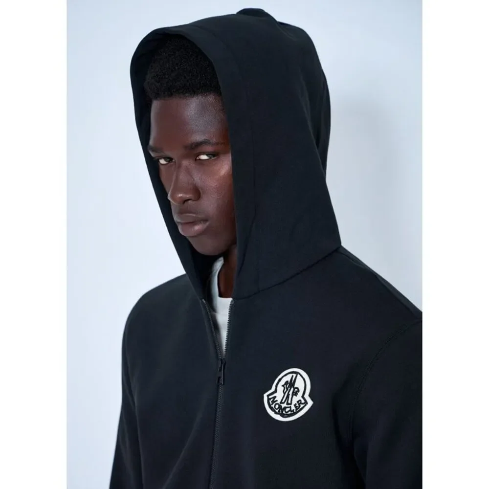 Moncler Men Zip Hoodie With Logo Patch
