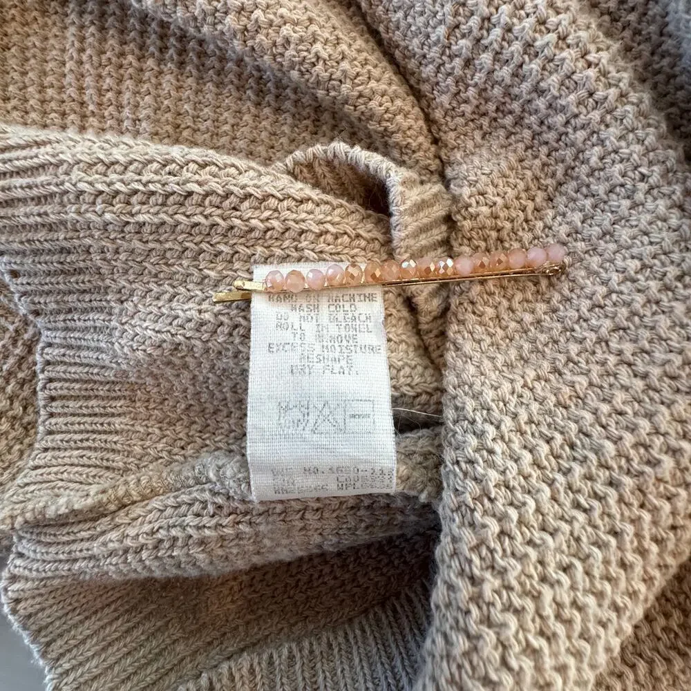 Woolrich Henley Sweater Men's L Oatmeal Beige Waffle Knit Thermal Cotton Cozy