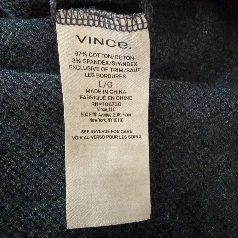 Vince Blue Waffle Knit Thermal Long Sleeve Crewneck Sweater Large L
