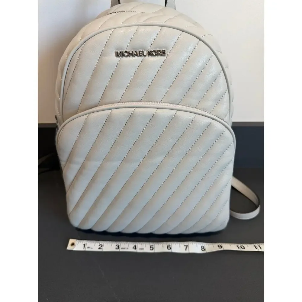 Michael Kors Abbey Medium Quilted Leather Backpack Grey