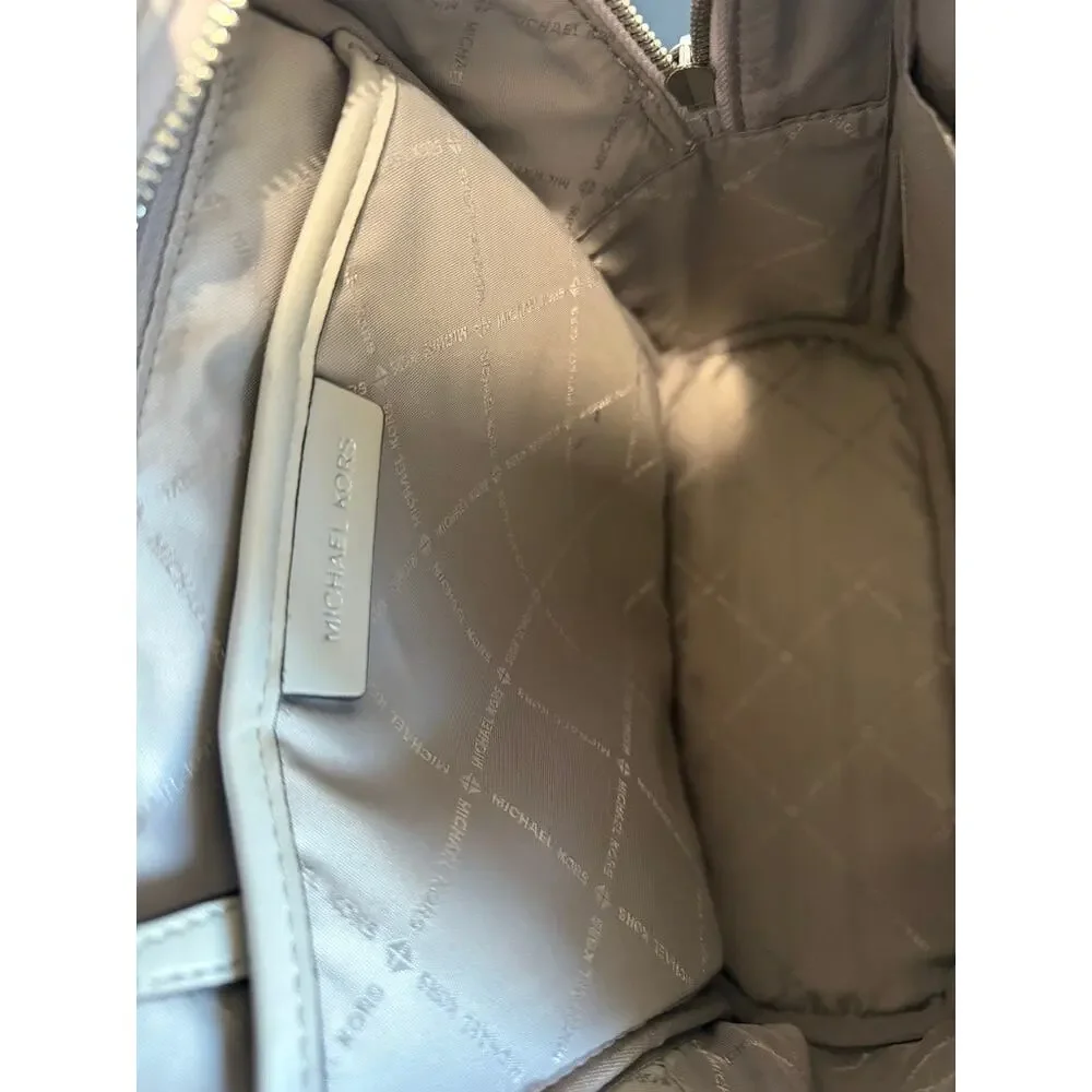Michael Kors Abbey Medium Quilted Leather Backpack Grey