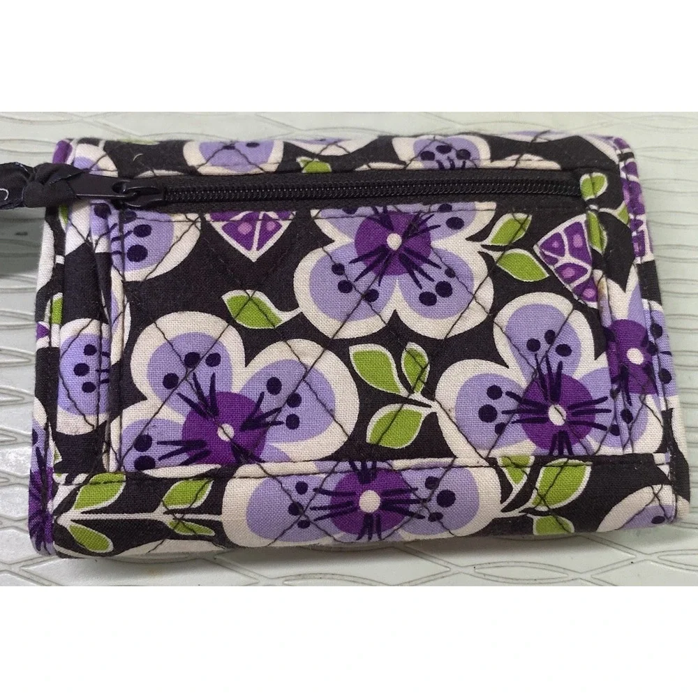 Vera Bradley Eloise-Plum Petals-Hand Bag Purse Kiss-Lock Double Straps W/Wallet
