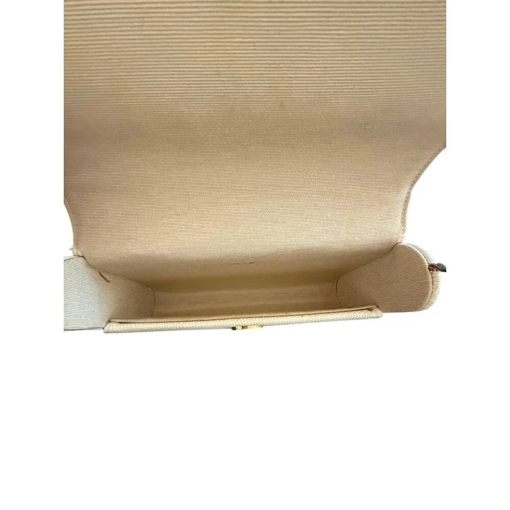 Delill Womens Clutch Stingray-like Pattern Cream Rectangular Flap Strap Vintage