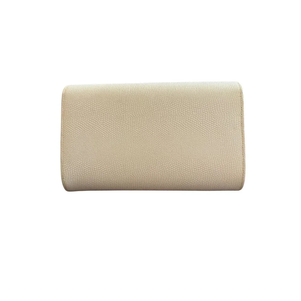 Delill Womens Clutch Stingray-like Pattern Cream Rectangular Flap Strap Vintage
