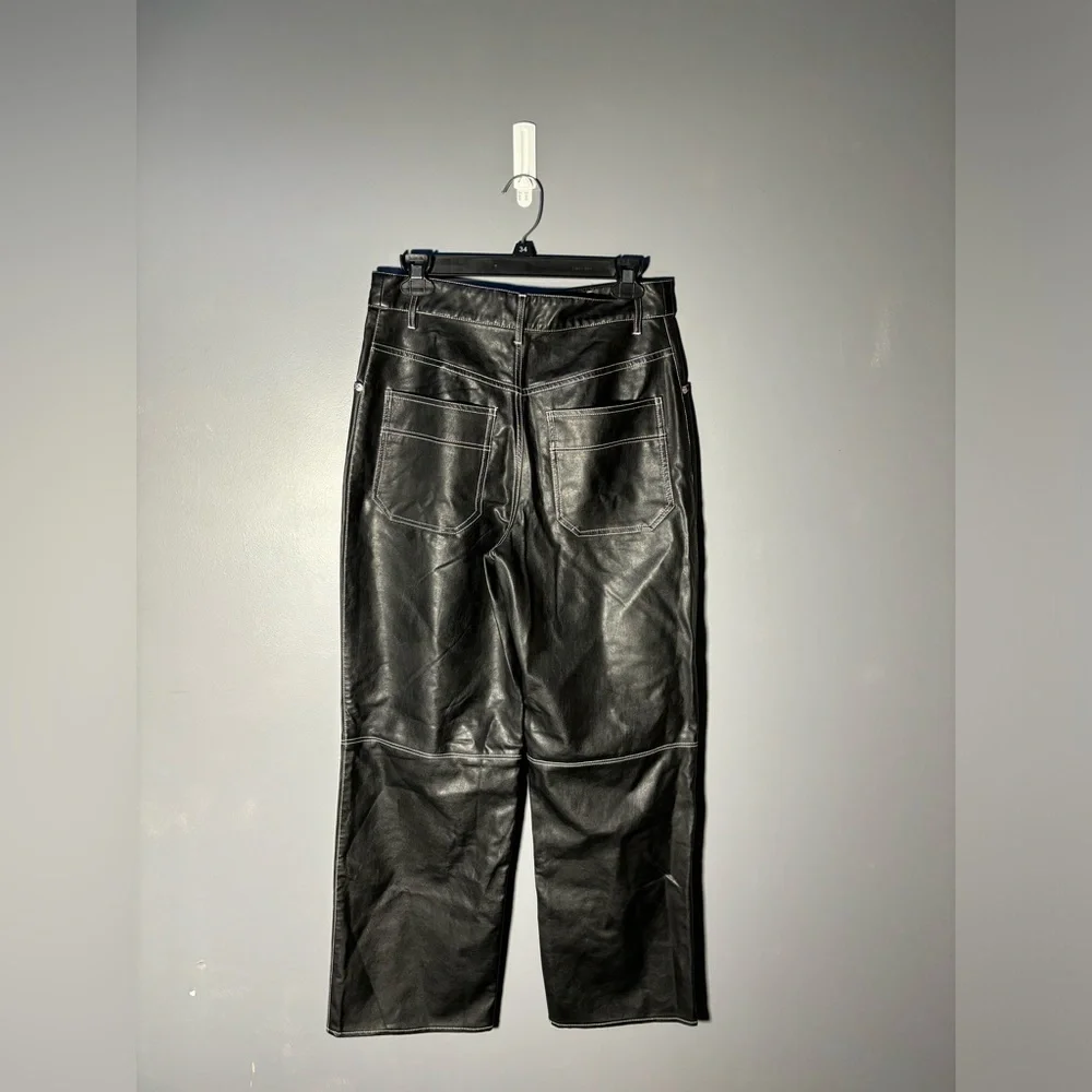 Free People The It Factor Vegan Faux Leather Wide Leg Pant Size 6