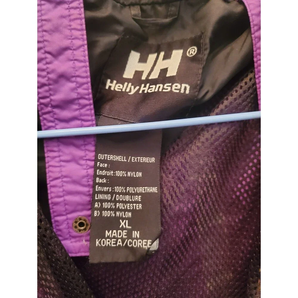 Vintage Helly Hansen Purple Nylon Hooded Rain Jacket Windbreaker Parka Mens XL