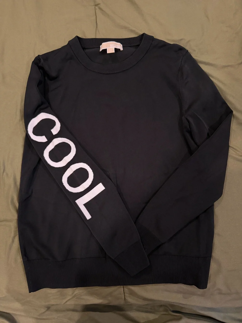 Michael Kors Black 'COOL' Sleeve Crewneck Sweater